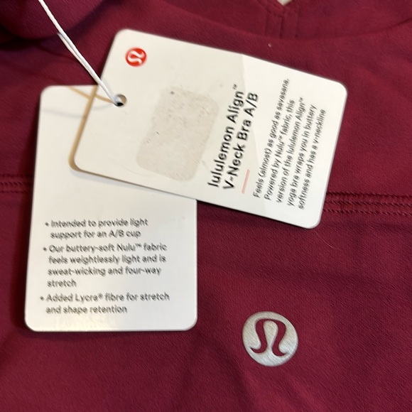 Lululemon Align V-Neck Bra A/B cup, Deep Luxe, size 14 - Picture 4 of 6